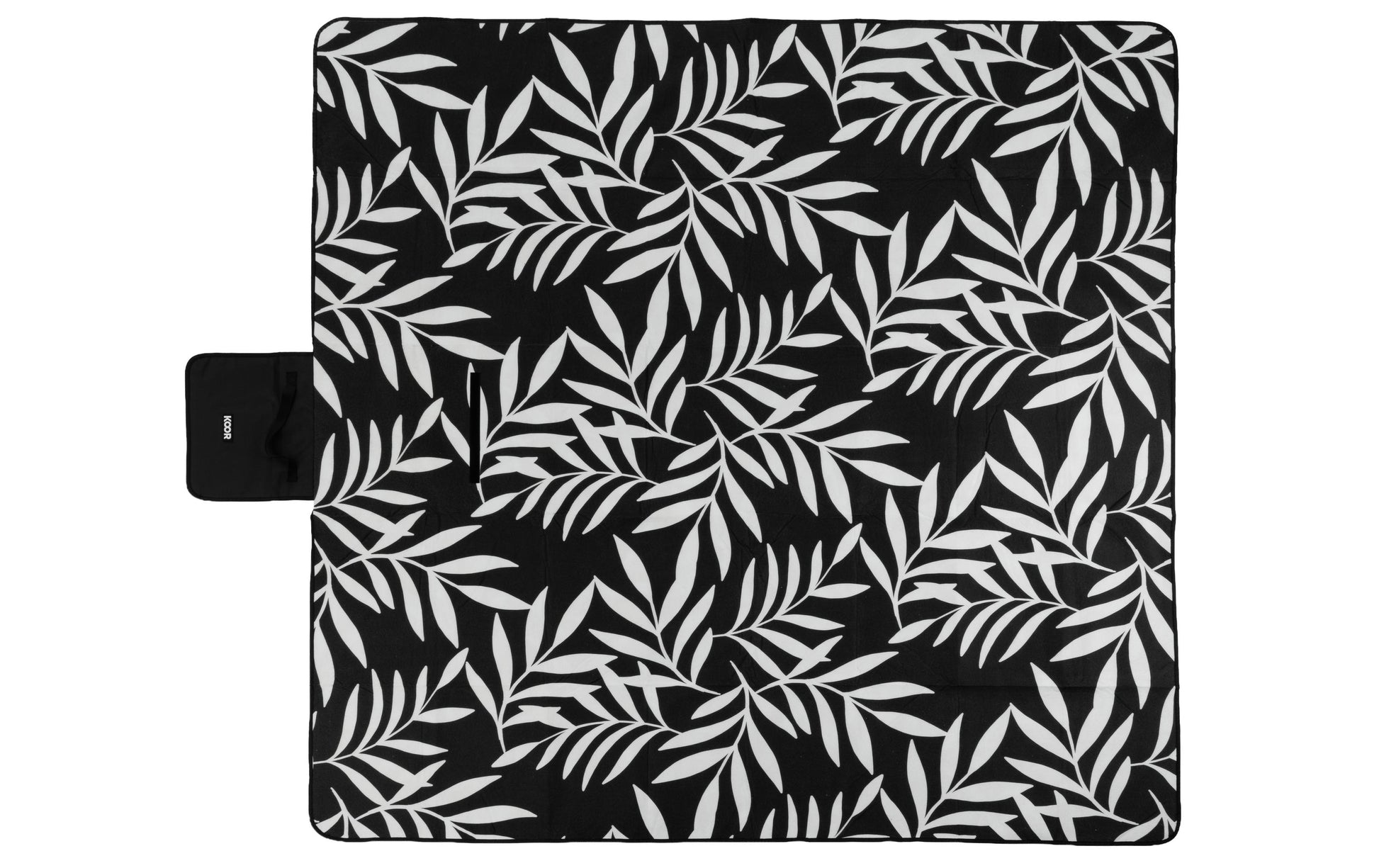 Koor Leaves Wohndecke – Mikropolyester, Schwarz/Weiss – 200 × 200 cm