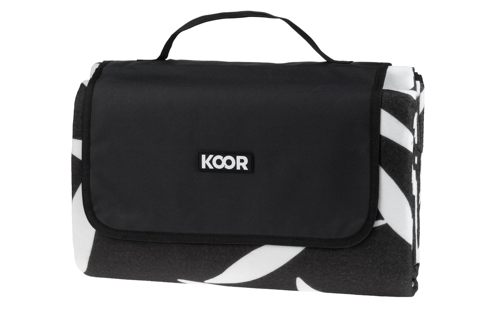 Koor Leaves Wohndecke – Mikropolyester, Schwarz/Weiss – 200 × 200 cm