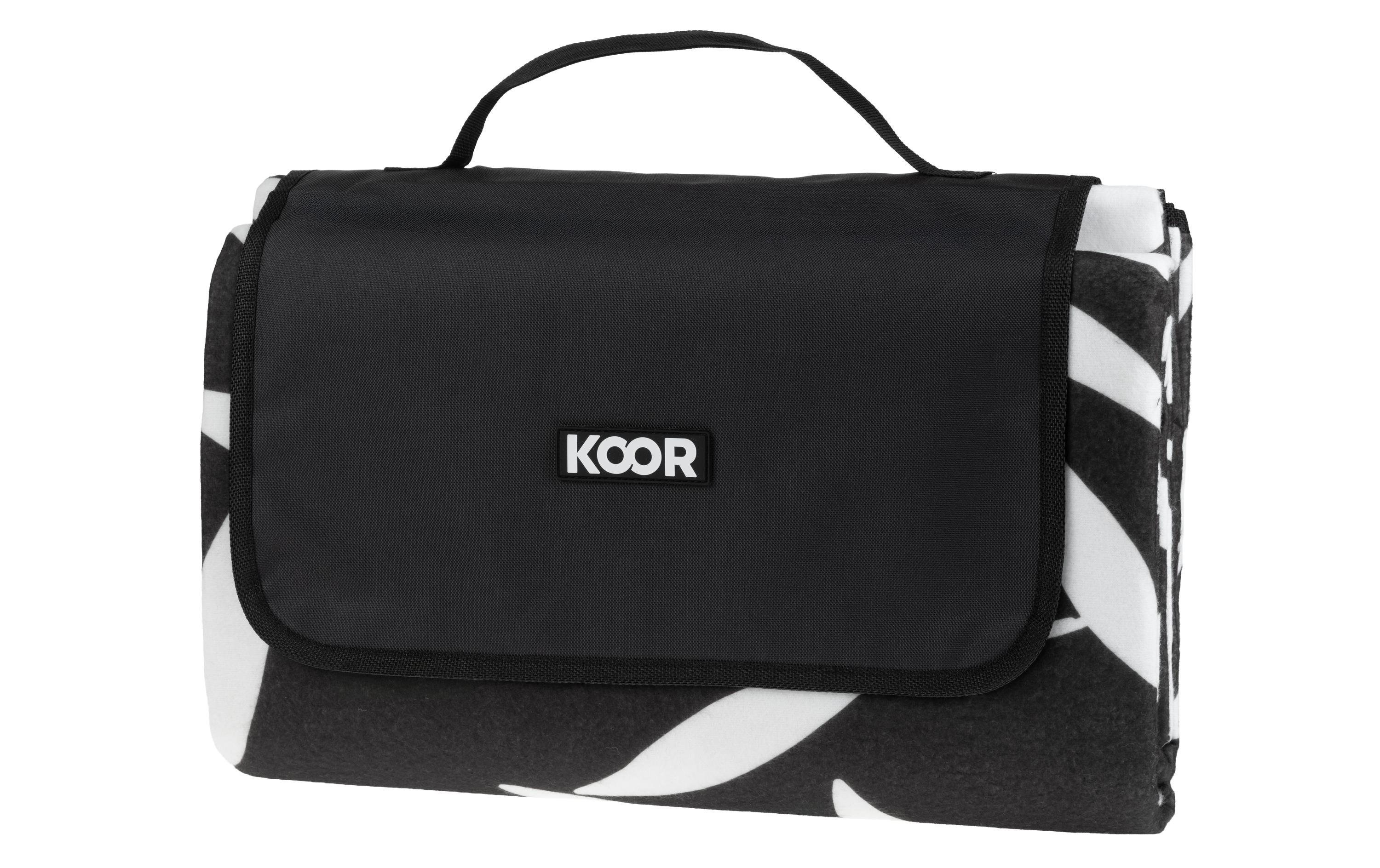 Koor Leaves Wohndecke – Mikropolyester, Schwarz/Weiss – 200 × 200 cm
