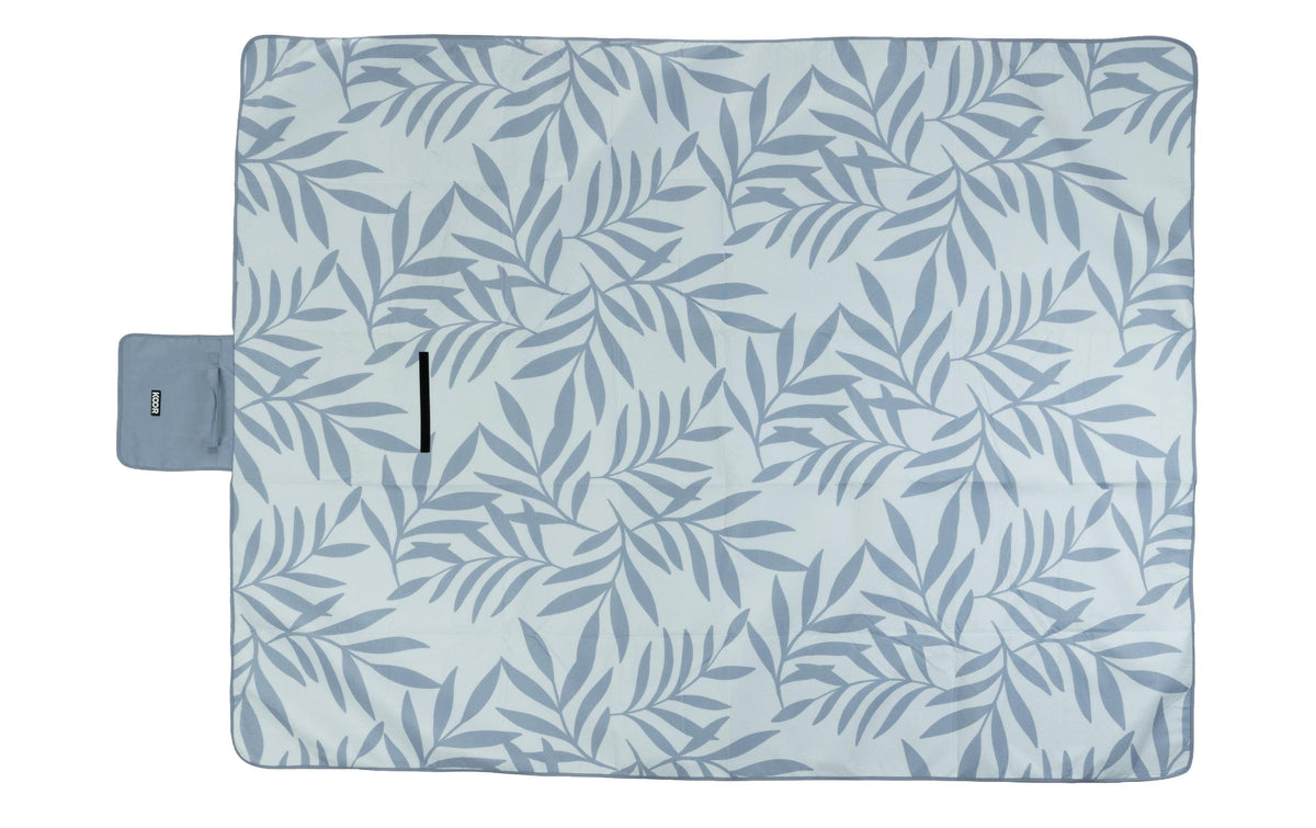Koor Picknickdecke Leaves – 200 × 250 cm, hellblau/weiss – Micro-Polyester – 1300 g