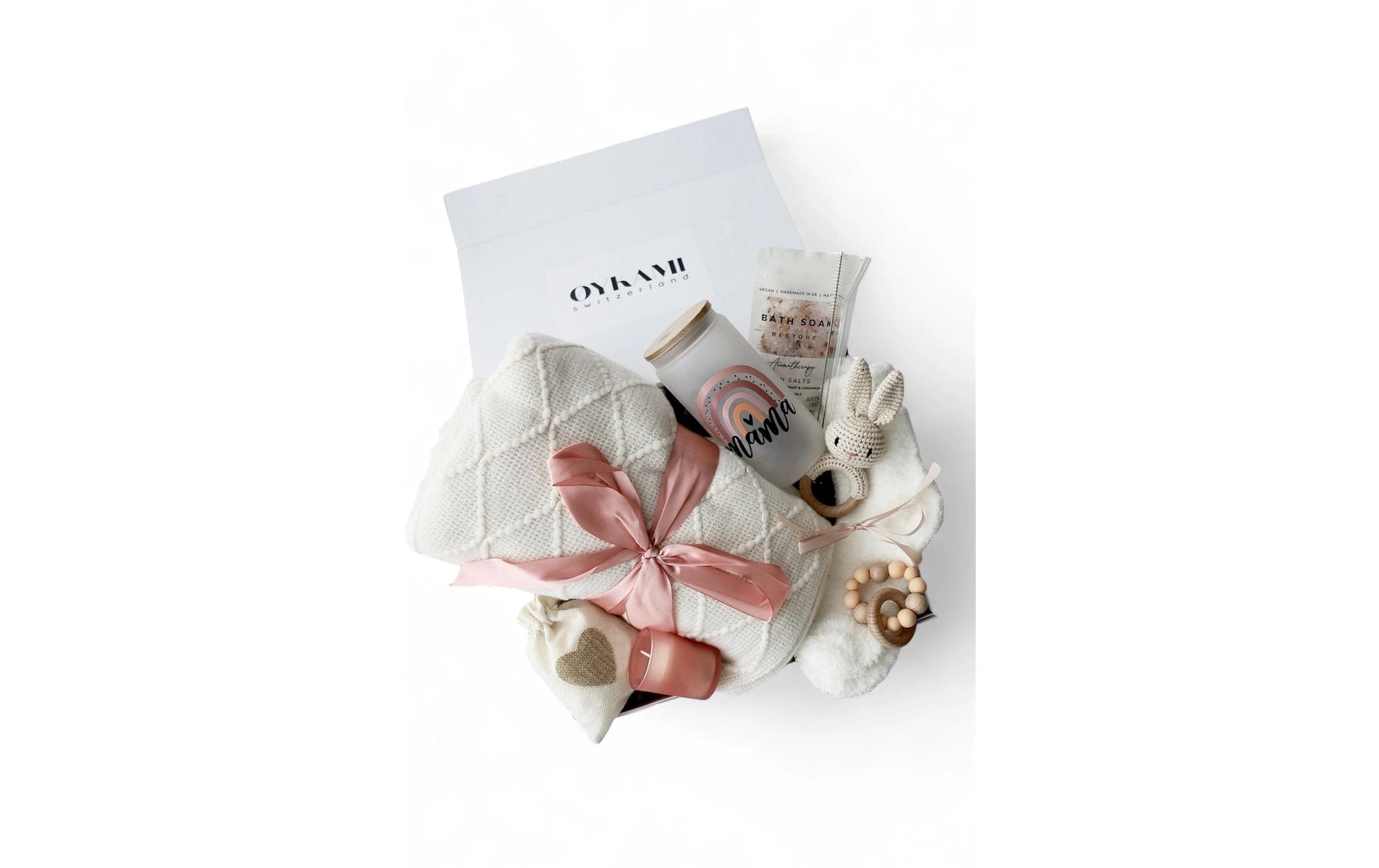 Oykami Geschenkbox Kapstadt – Buche, Textil – Rosa, Weiss