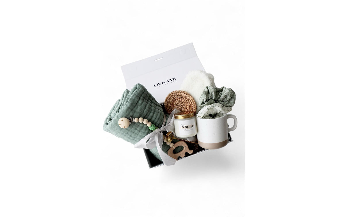 Oykami Kapstadt Geschenkbox – Mama & Baby – Buche & Textil, Grün