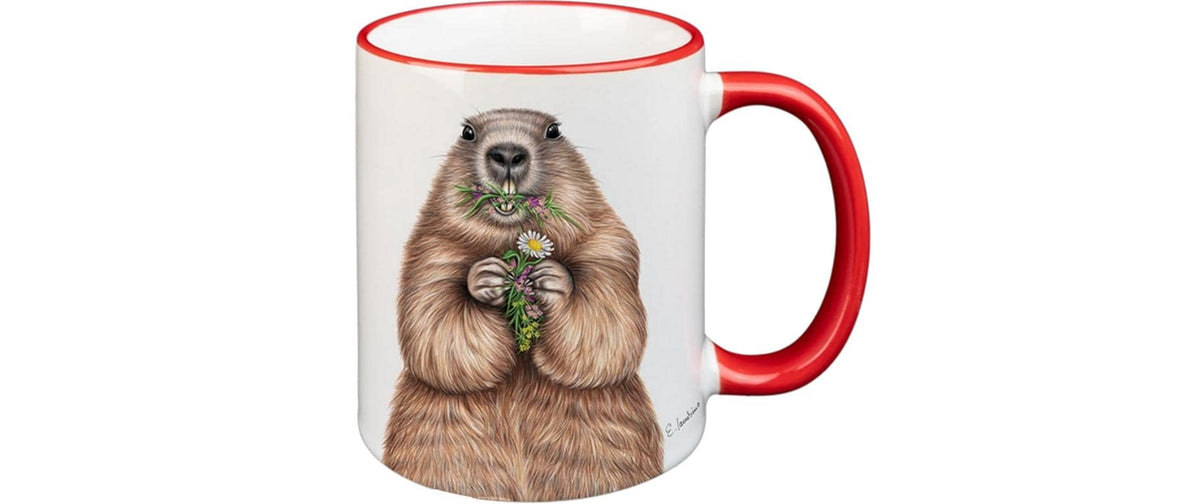 Creanorm Murmelier Tasse – 12er Set, 330 ml, Ø 8,3 cm, Keramik, Rot/Weiss, spülmaschinenfest