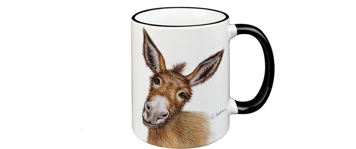 Creanorm Tasse Esel – 12er Set, 330 ml, Ø 8,3 cm, H 9,7 cm, Keramik, spülmaschinenfest, mikrowellengeeignet