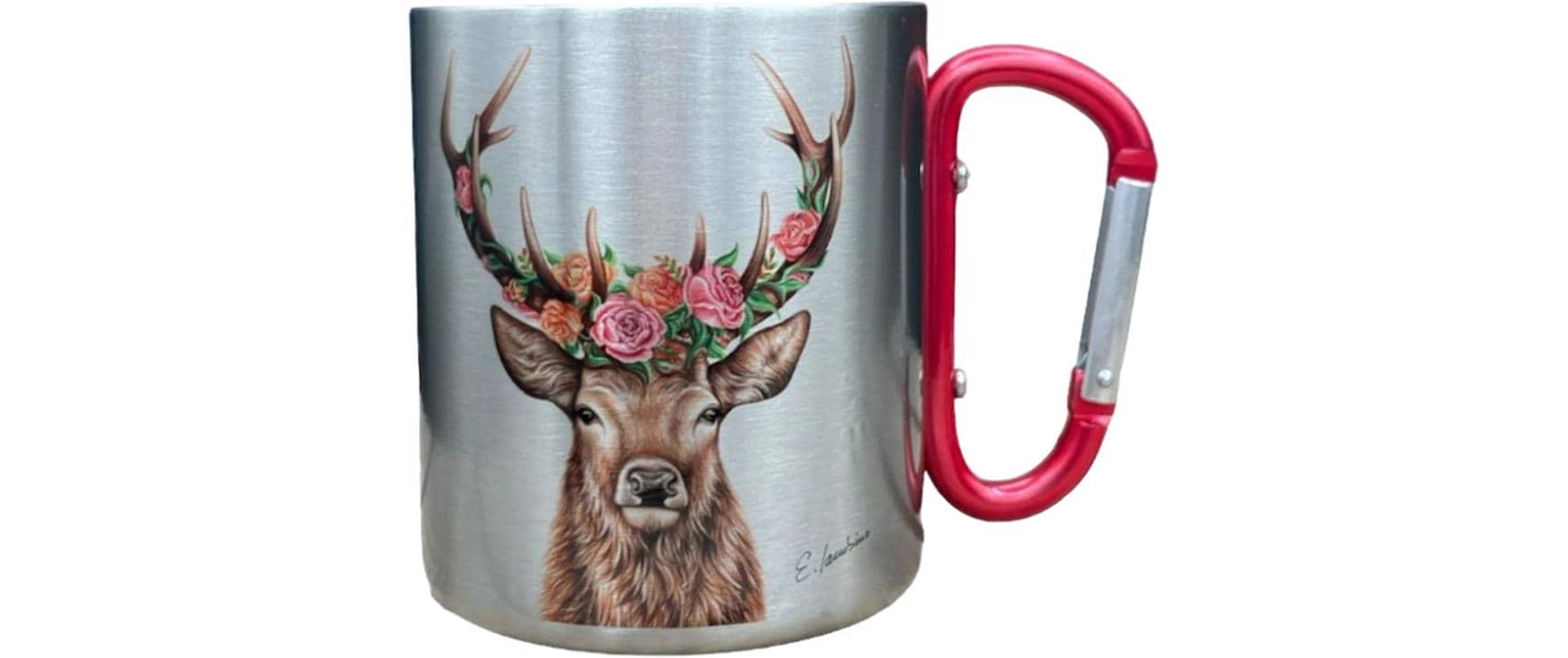 Creanorm Tasse – 330 ml, Ø 8 cm, H 9 cm, Edelstahl, Rot/Silber