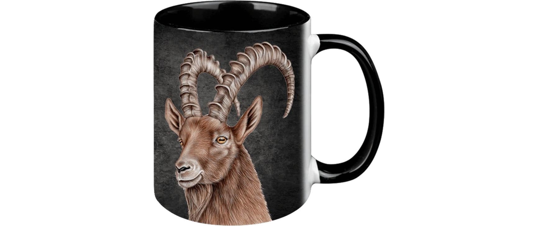 Creanorm Steinbock Tasse – 12er Set, 330 ml, Ø 8,3 cm, H 9,7 cm, Keramik, Schwarz, spülmaschinenfest