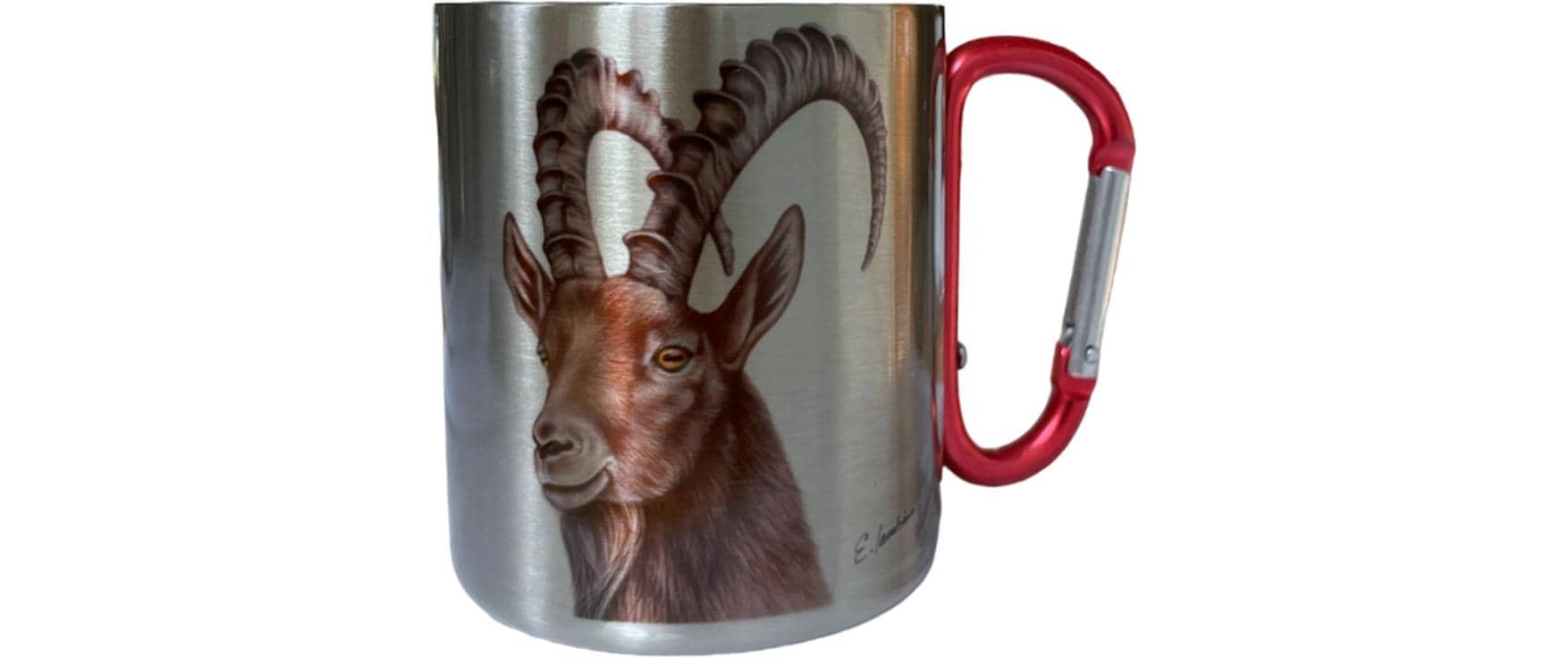 Creanorm Tasse – 330 ml, Ø 8 cm, H 9 cm, Edelstahl, Rot/Silber