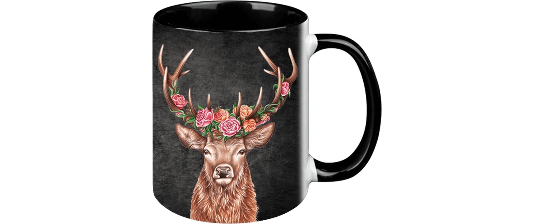 Creanorm Tasse Blumenhirsch – 12er Set, 330 ml, Keramik, spülmaschinenfest