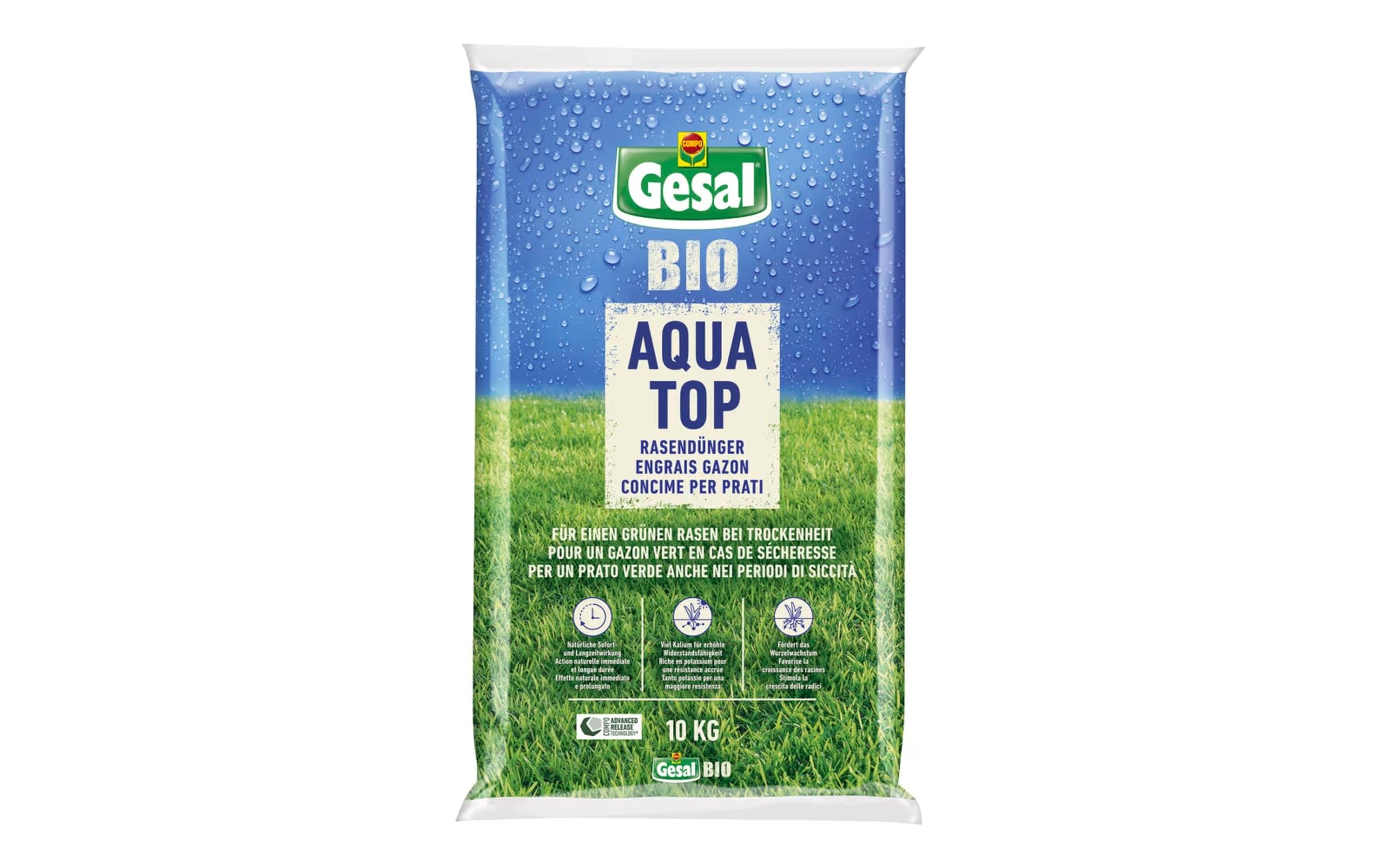 Gesal BIO Rasendünger AQUA-TOP – Granulat, 10 kg, für Rasen