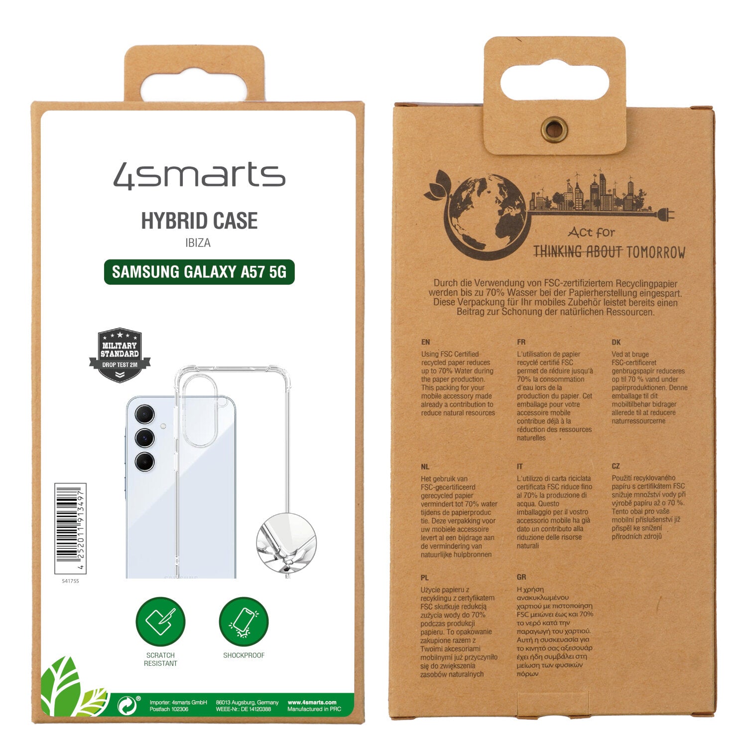 4smarts Hybrid Case Ibiza – Backcover – für Samsung Galaxy A57 5G, PC+TPU, Transparent