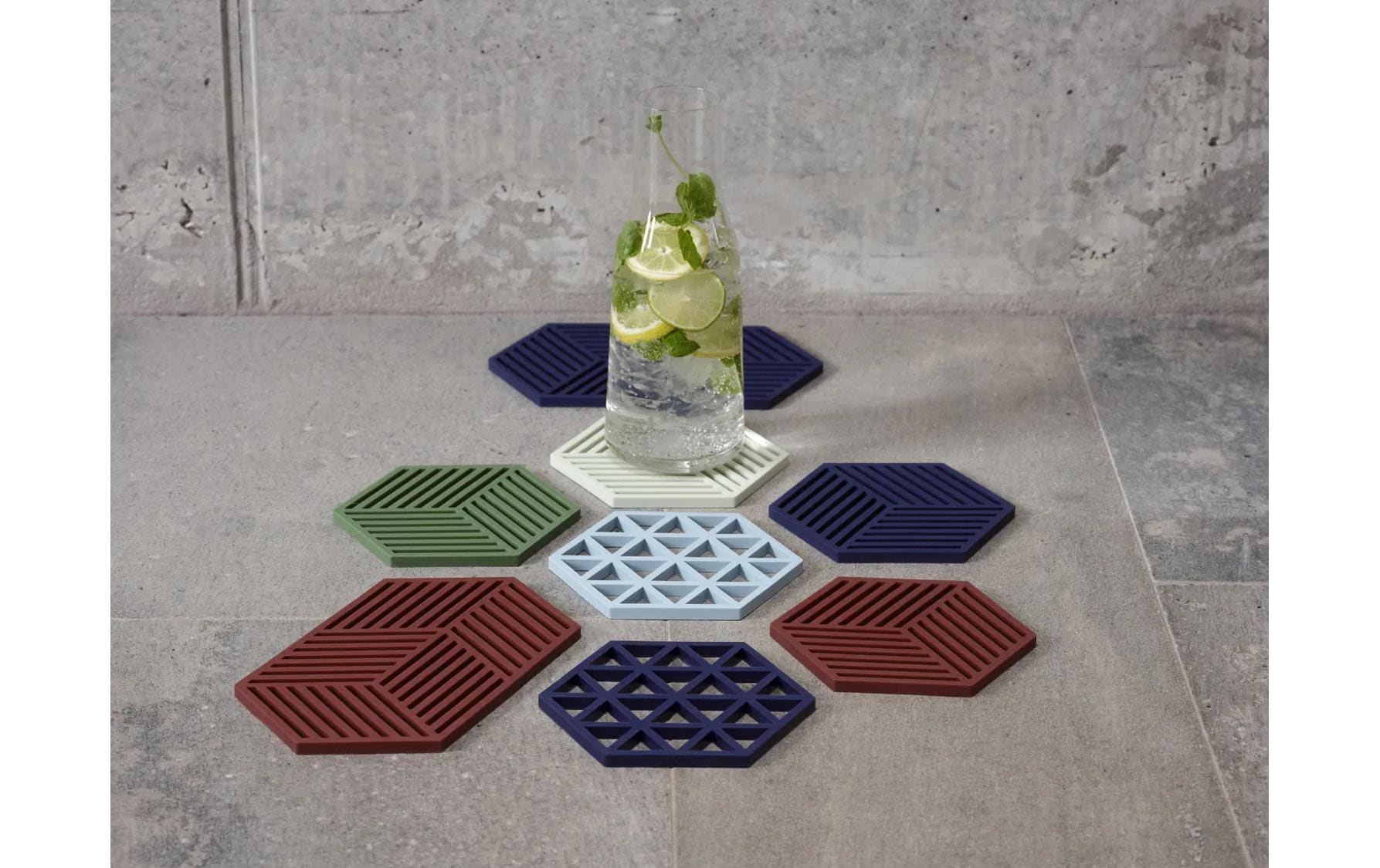 Zone Denmark Hexagon – Topfuntersetzer 16 × 14 × 0,9 cm, Silikon, Mint