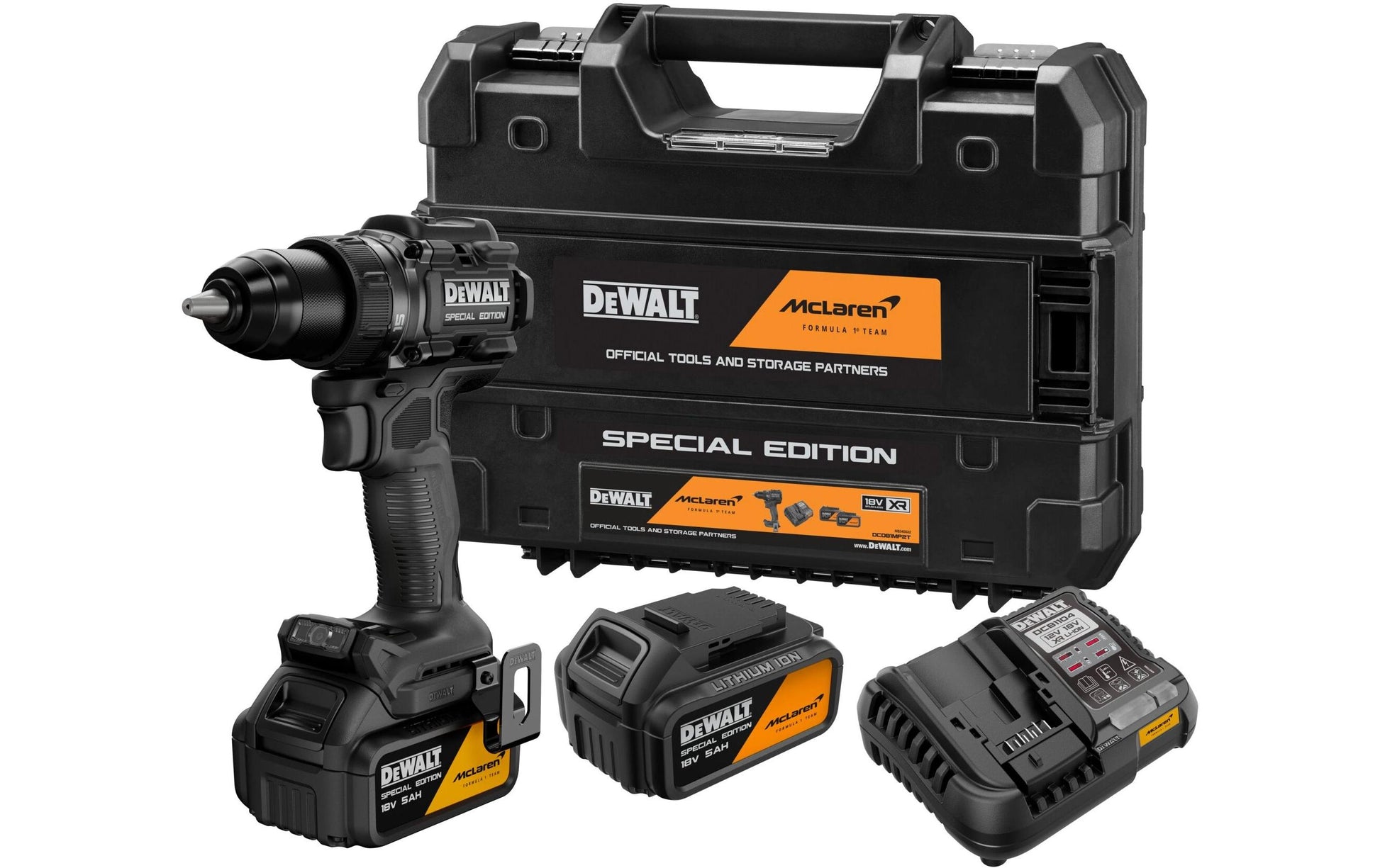 DeWalt McLaren Akku-Bohrschrauber – 18 V – 13 mm – 90 Nm – 2×5 Ah & Ladegerät – XR