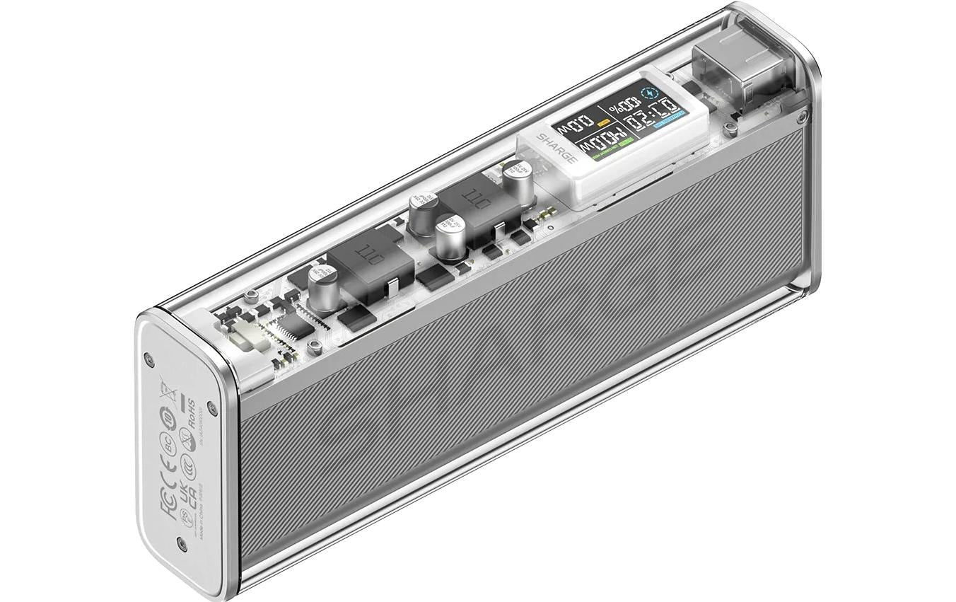 SHARGEEK 140 Powerbank 20'000 mAh – 100 W PD, 2× USB-C, silbergrau