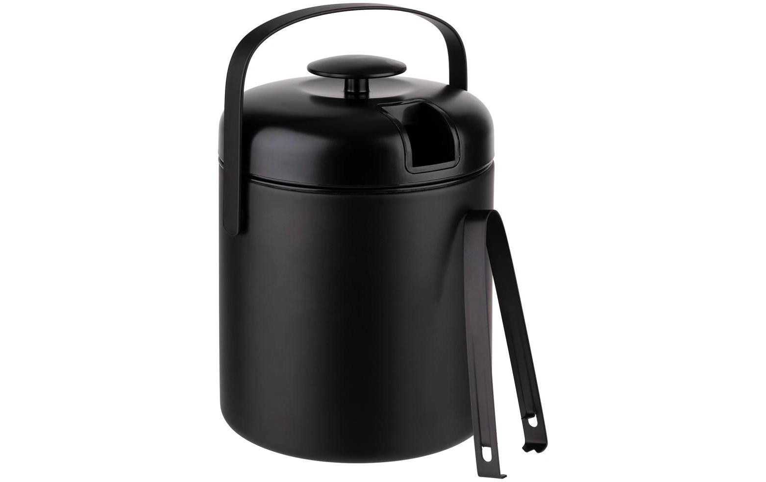 APS Eiswürfelbehälter POLAR – Ø 14 × 22 cm, 1,3 l, Edelstahl/Kunststoff (PP), Schwarz