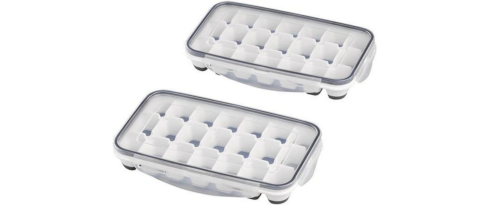 APS – Eiswürfelform mit Deckel, 15 × 25 × 4 cm, Polypropylen (PP), transparent/grau/weiss