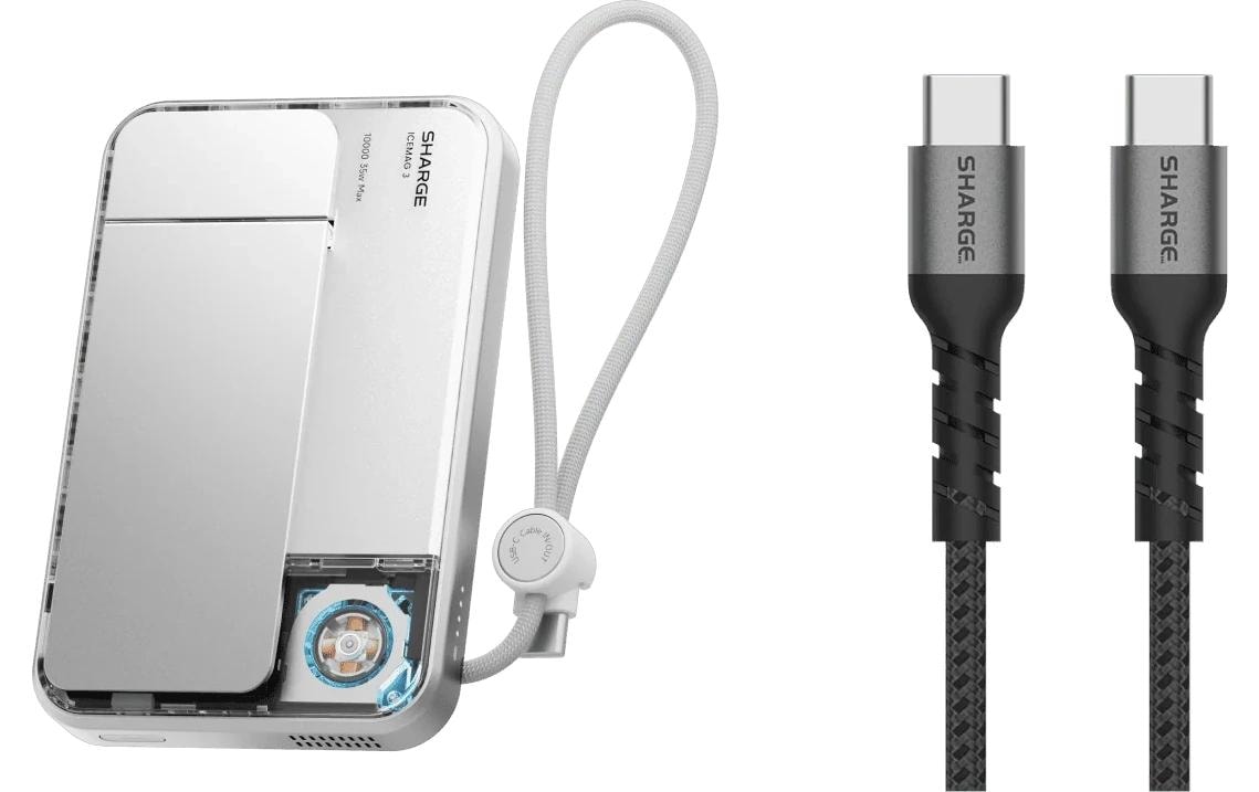 Sharge ICEMAG 3 MagSafe Powerbank 10'000 mAh – 35 W PD, Qi2 Wireless, Weiss