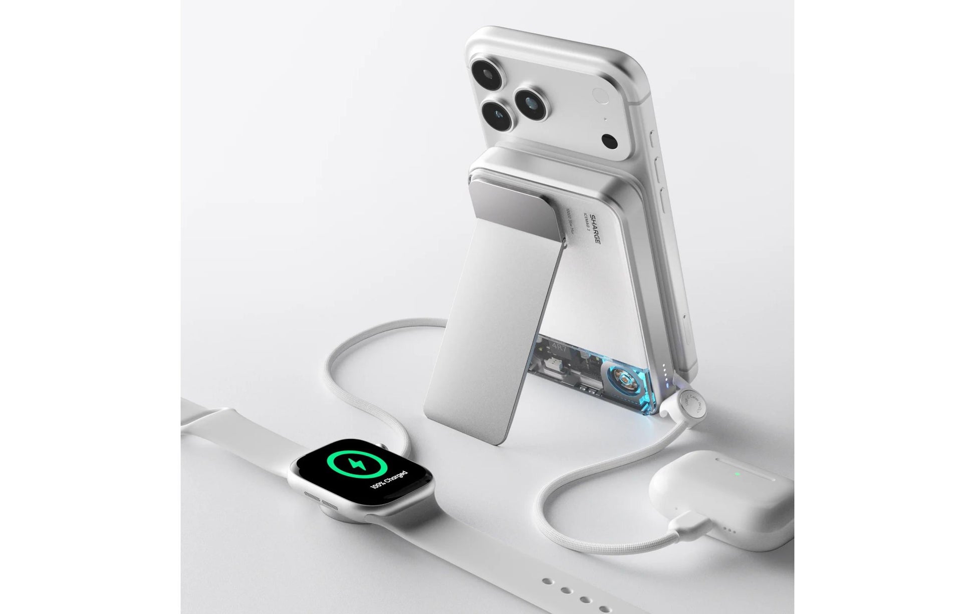 Sharge ICEMAG 3 MagSafe Powerbank 10'000 mAh – 35 W PD, Qi2 Wireless, Weiss