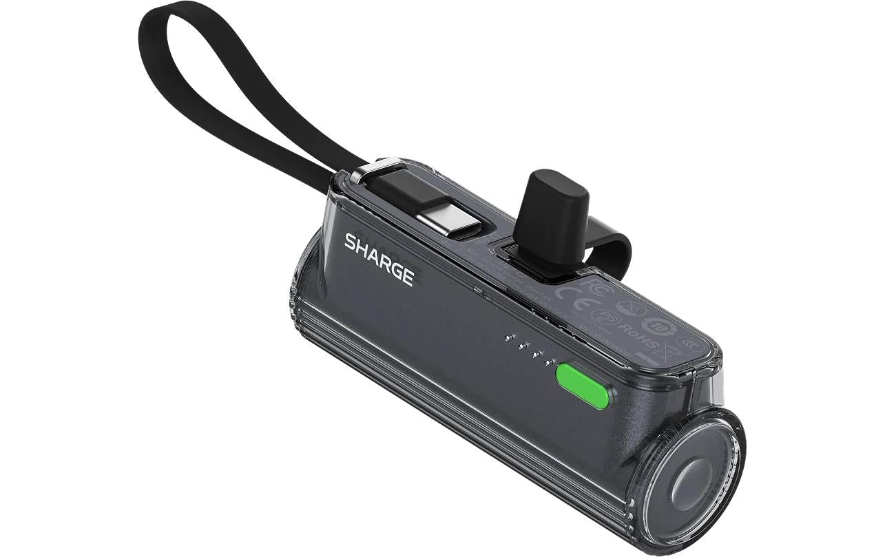 Sharge FLOW MINI 2 Powerbank 5'000 mAh – 22,5 W PD, 2× USB-C, Lightning, schwarz
