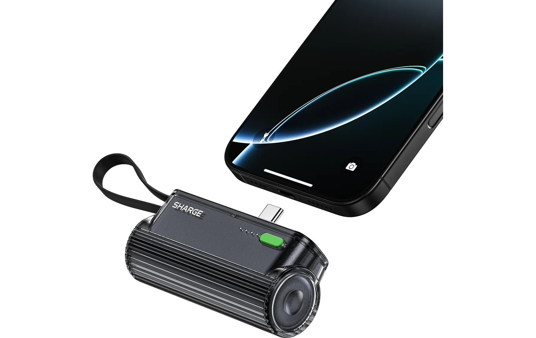 Sharge FLOW MINI 2 Powerbank 5'000 mAh – 22,5 W PD, 2× USB-C, Lightning, schwarz