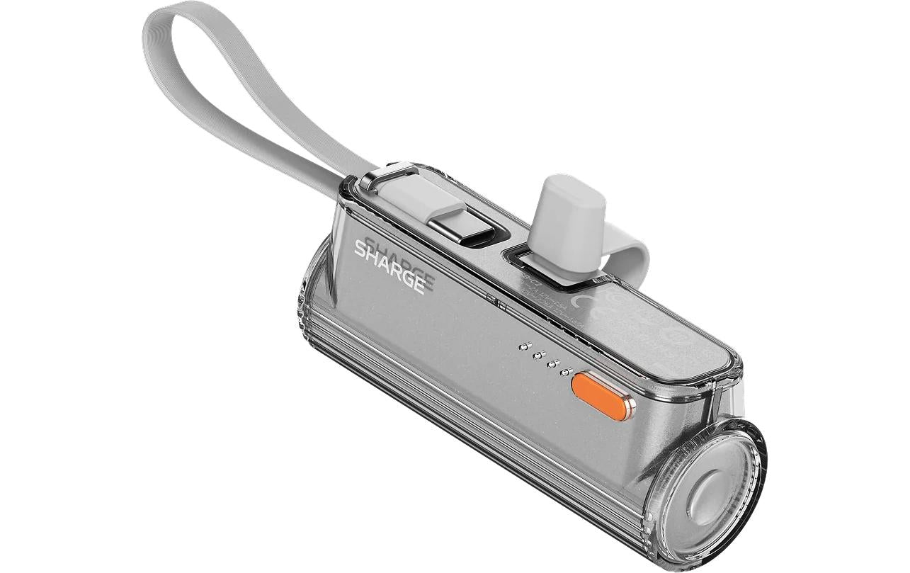 Sharge FLOW MINI 2 Powerbank 5'000 mAh – 22,5 W PD, 2× USB-C, Lightning, Silber