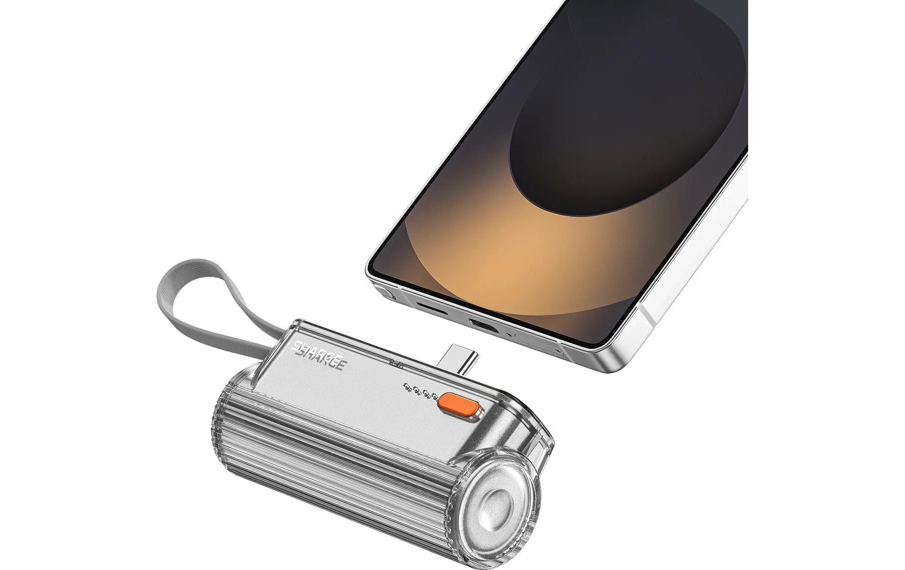 Sharge FLOW MINI 2 Powerbank 5'000 mAh – 22,5 W PD, 2× USB-C, Lightning, Silber