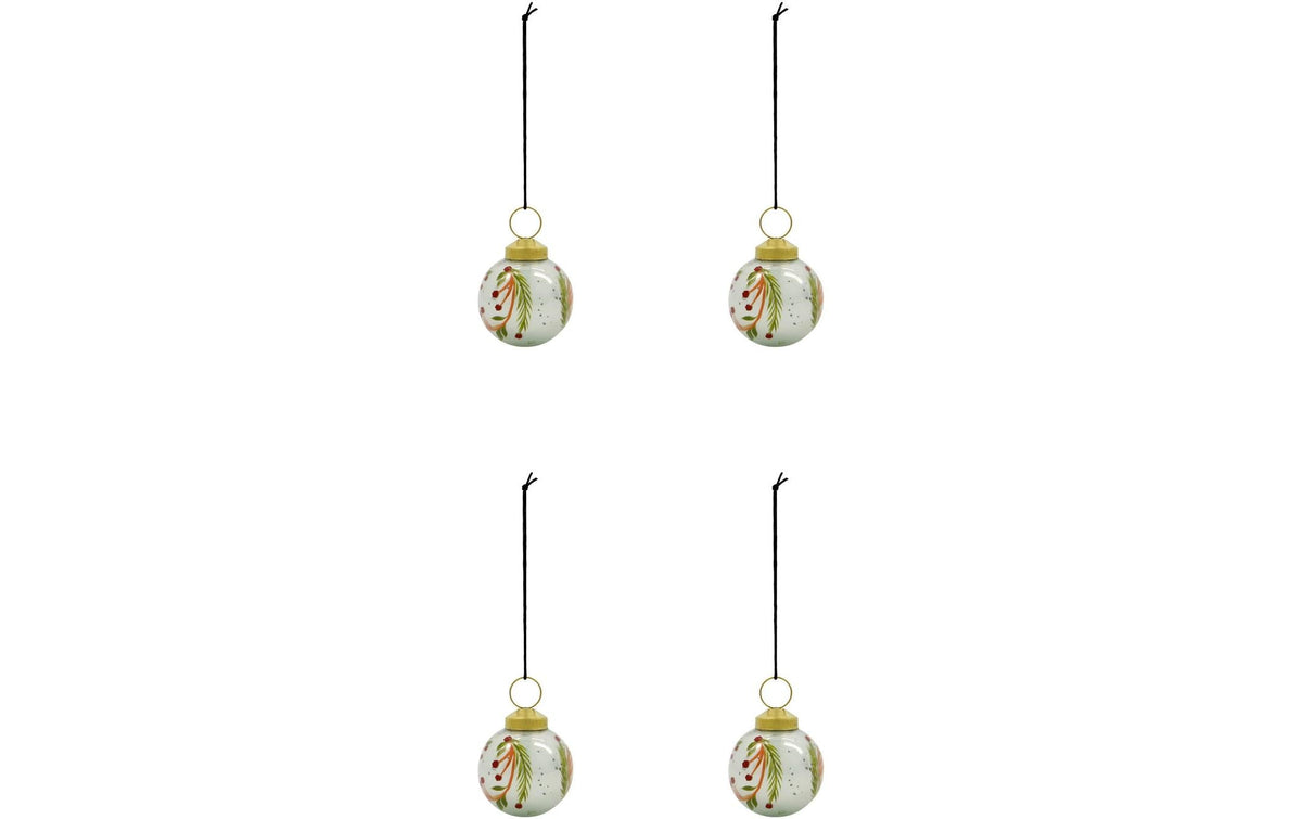 Society of Lifestyle House Doctor Antico Weihnachtskugel – Ø 6 cm, 4-teilig – Glas, weiss