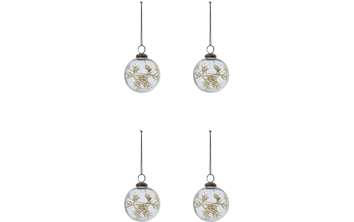 Society of Lifestyle House Doctor Weihnachtskugel Leaf – Ø 7,5 cm, 4-teilig – Glas, silber