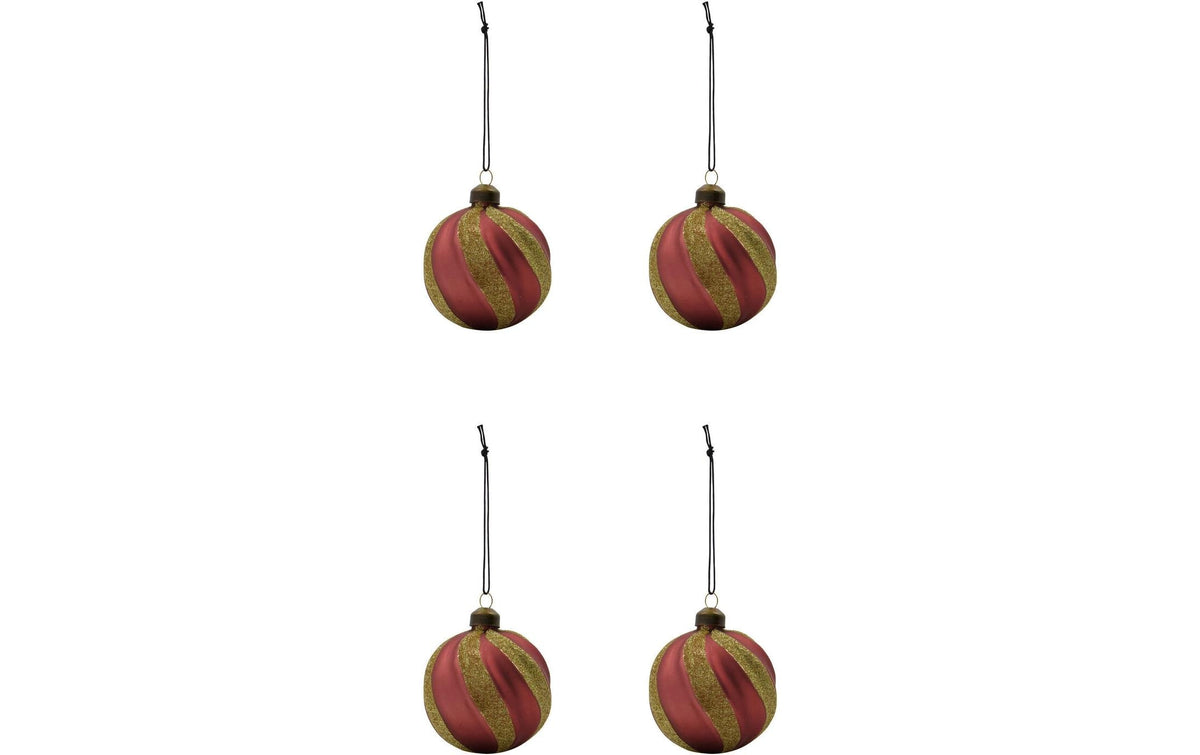 Society of Lifestyle House Doctor Weihnachtskugel – 4-teilig, Ø 8 cm – Glas, rot