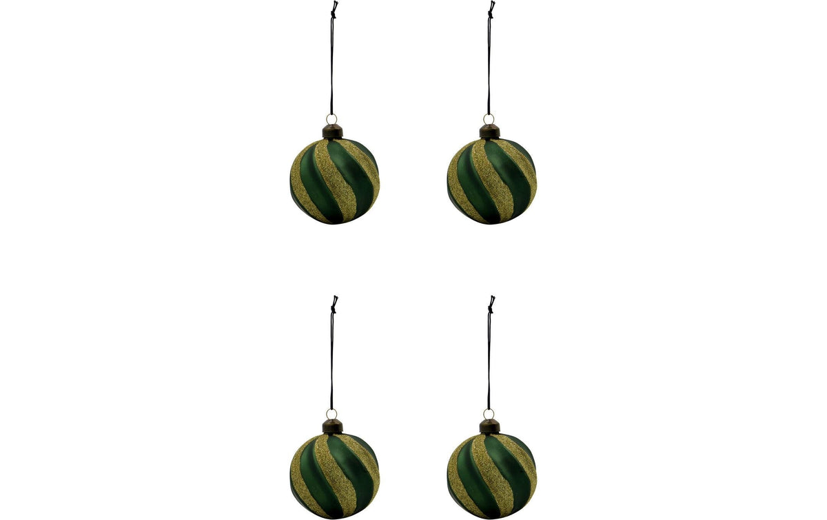 Society of Lifestyle House Doctor Weihnachtskugel – Ø 8 cm – Glas, Grün – 4er Set