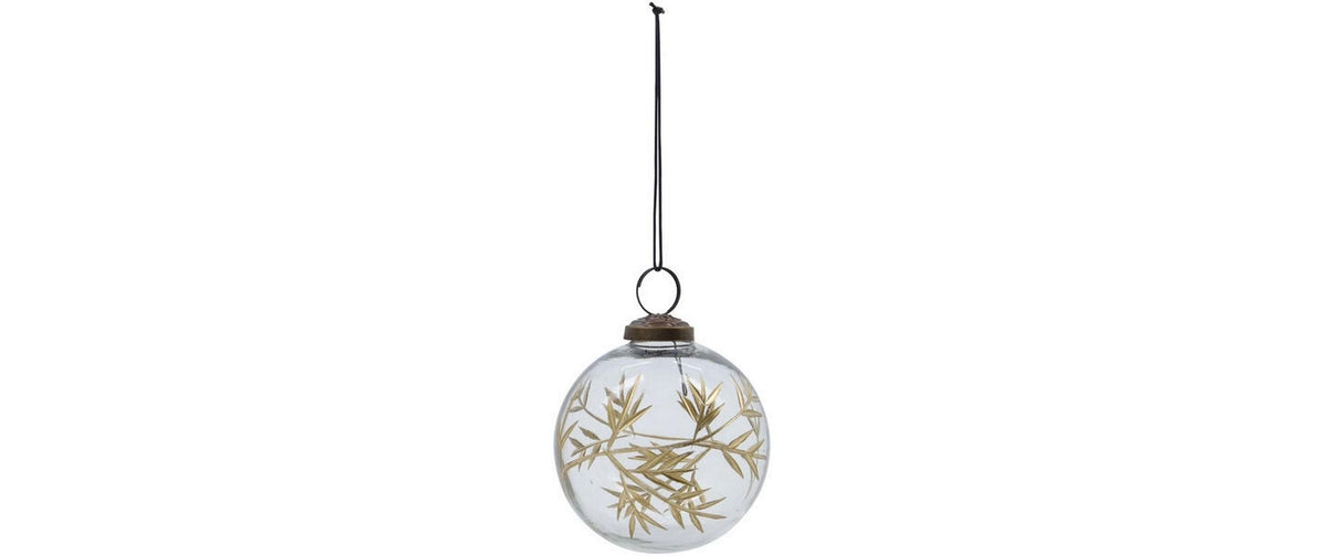 Society of Lifestyle House Doctor Weihnachtskugel Leaf – Ø 7,5 cm, 4-teilig – Glas, silber