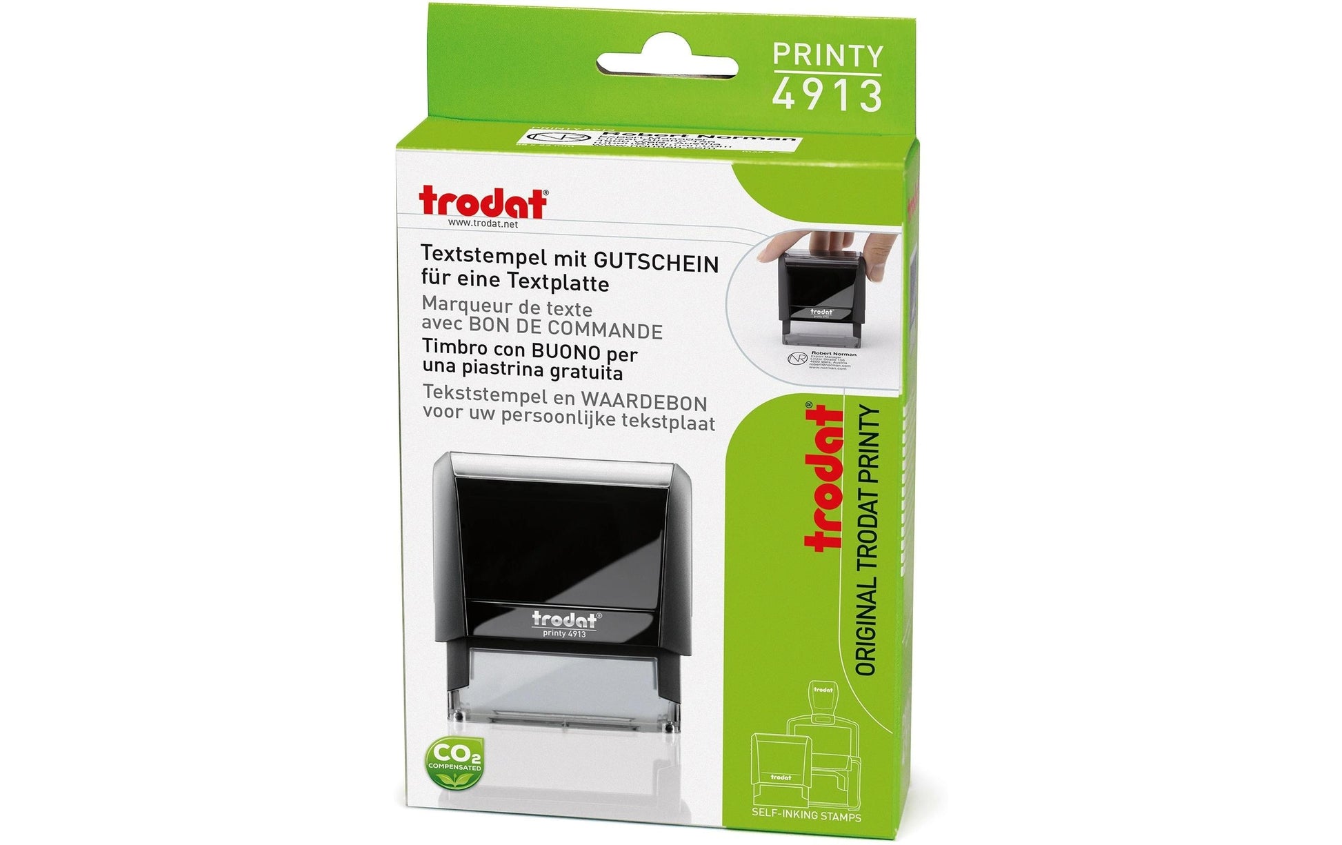 Trodat 4913 – Selbstfärbender Textstempel zum Selbersetzen – Abdruck 56 × 21 mm – Schwarz