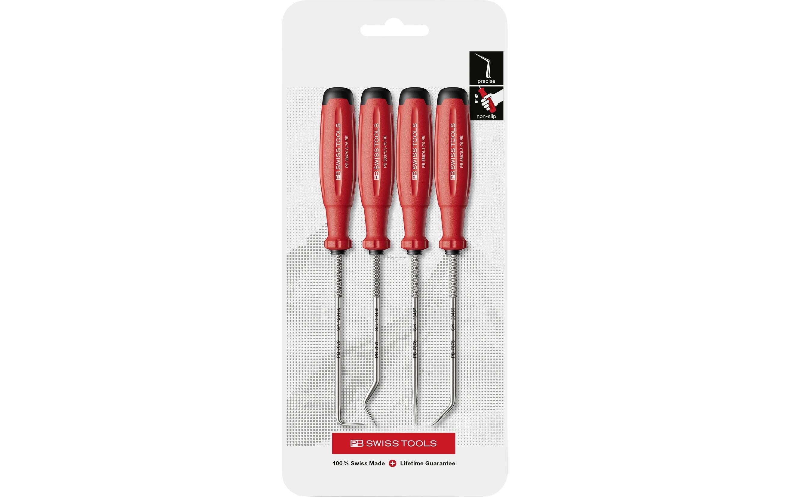 PB Swiss Tools PickTool-Set – 330 × 140 × 22 mm, 4-teilig, Federstahl, PA6, PP, TPU