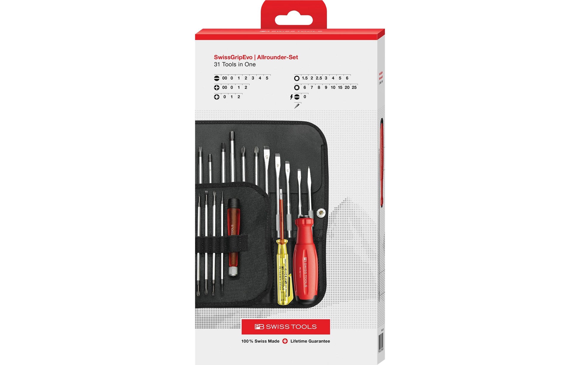 PB Swiss Tools SwissGrip Evo – Schraubenzieher-Set PH/PZ/SL/TX/HEX, 31-teilig, Etui, PB 38515.CBB