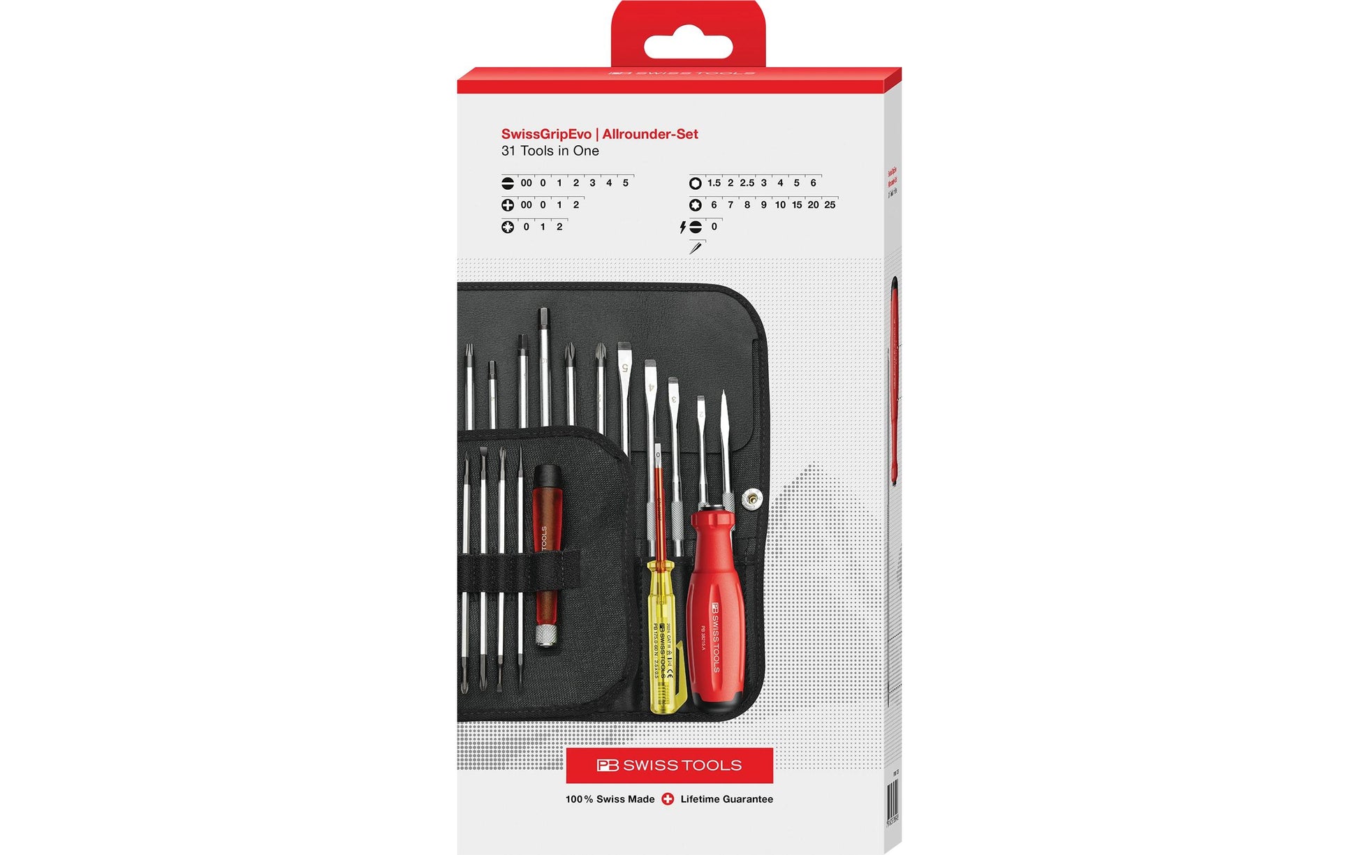 PB Swiss Tools – Multi-Bit-Schraubenzieher-Set PH/PZ/SL/TX/HEX, 31-teilig, Etui, PB 38515.LED CBB