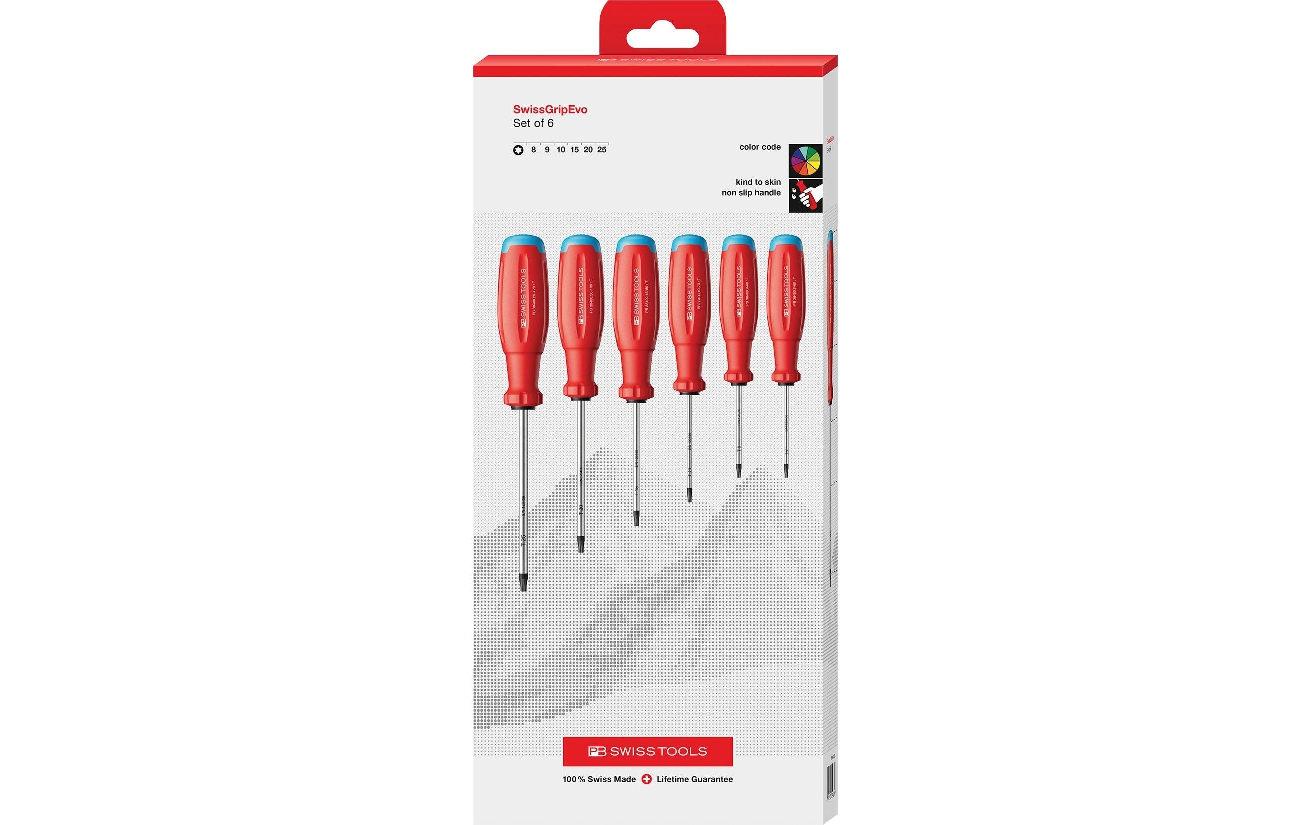 PB Swiss Tools SwissGrip Evo – Schraubenzieher-Set TX, 6-teilig, PB 38440.CBB