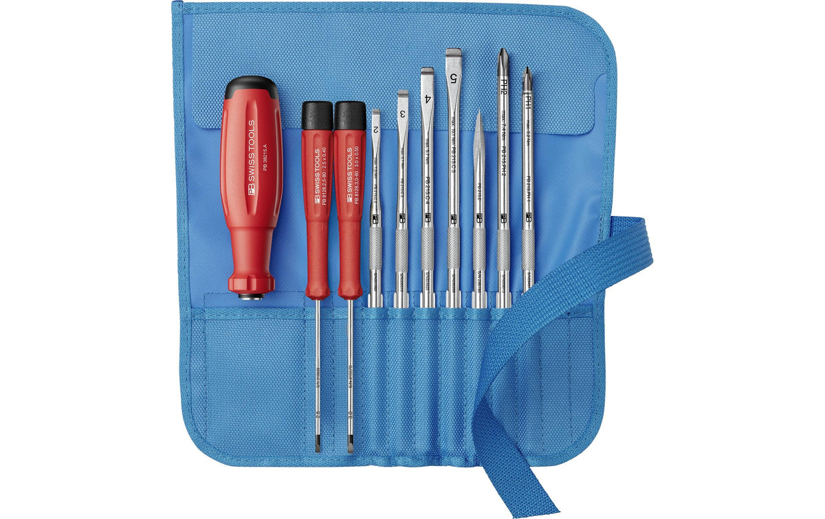 PB Swiss Tools SwissGrip Evo – Multi-Bit-Schraubenzieher-Set PH/SL, 9-teilig, Gürtel, PB 38218.TU