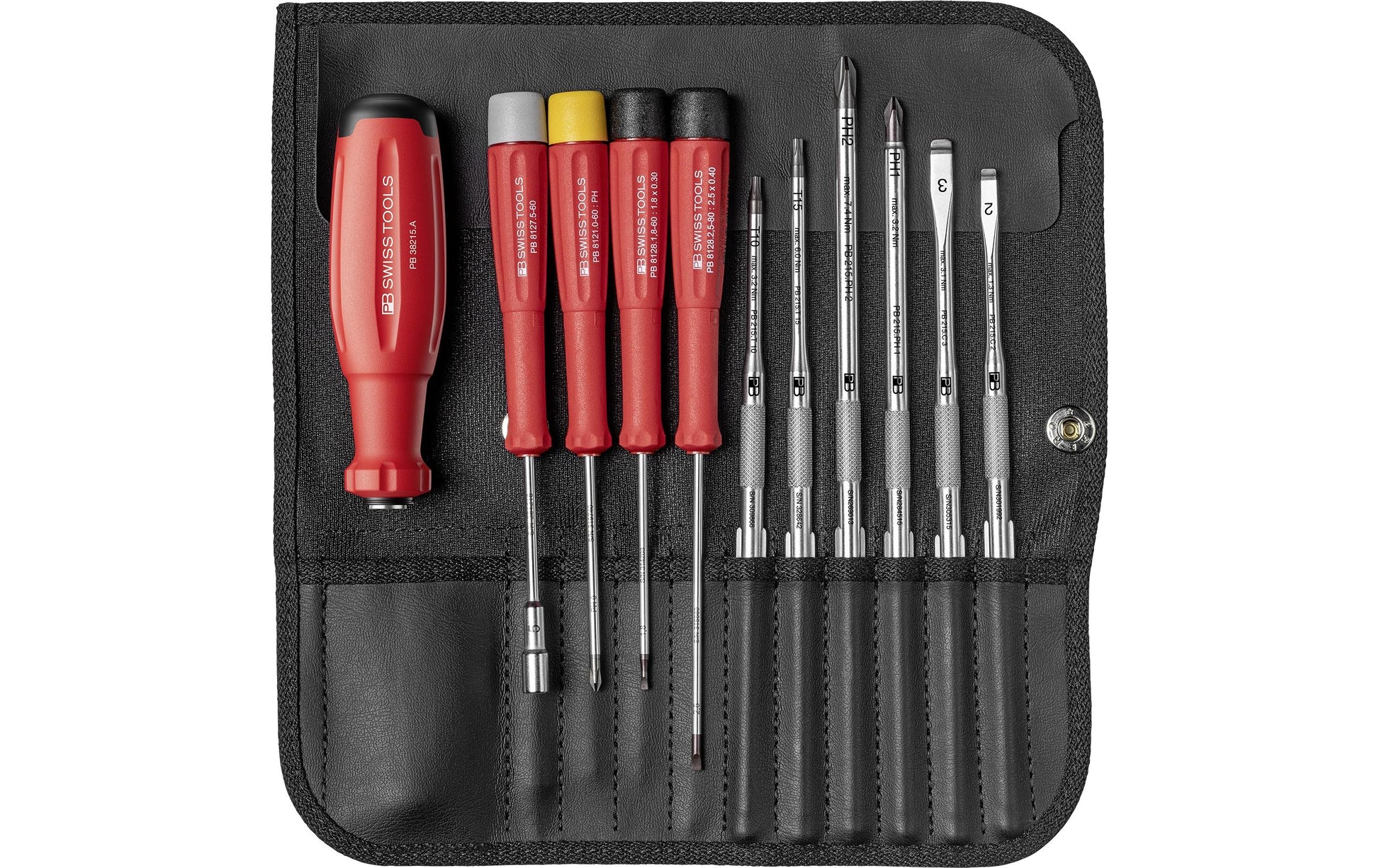 PB Swiss Tools SwissGrip Evo – Schrauberbit-Set PH/SL/TX/HEX, 9-teilig, Falttasche, PB 38220.ind