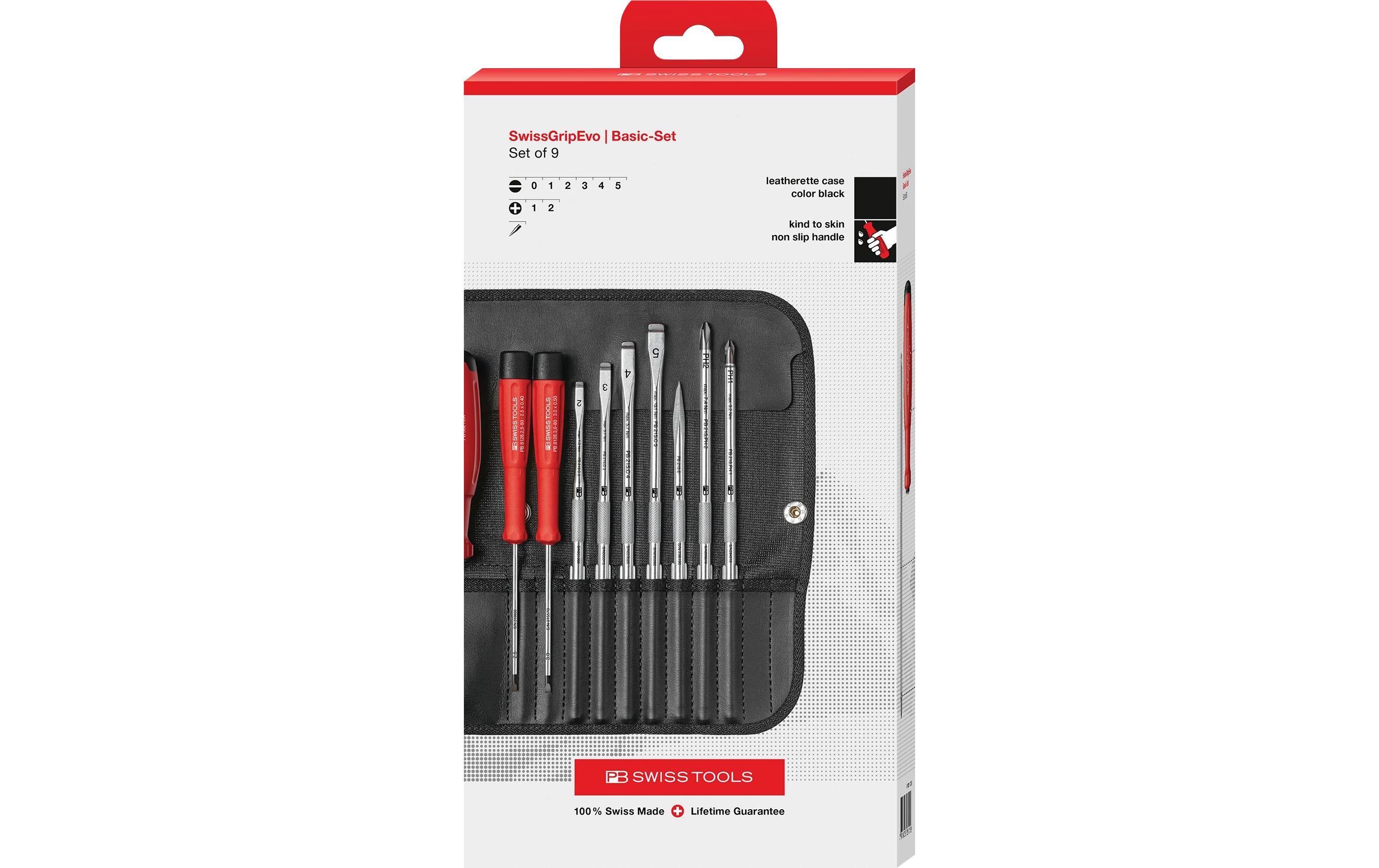 PB Swiss Tools SwissGrip Evo – Multi-Bit-Schraubenzieher-Set PH/SL, 9-teilig – PB 38215.CBB