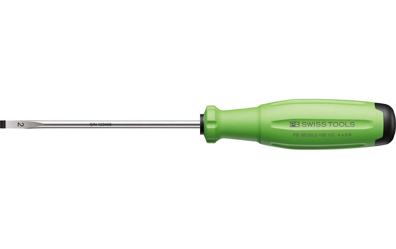 PB Swiss Tools SwissGrip Evo – Schlitz-Schraubenzieher-Set SL, 1-teilig, 100 mm – PB 38100.2-100 YG