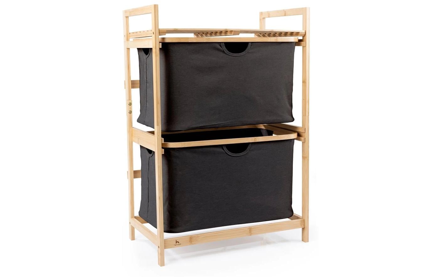 Hennez Regal mit 2 Tablare – Bambus/Polyester – Braun – 4 kg pro Tablar – 350 × 845 × 575 mm