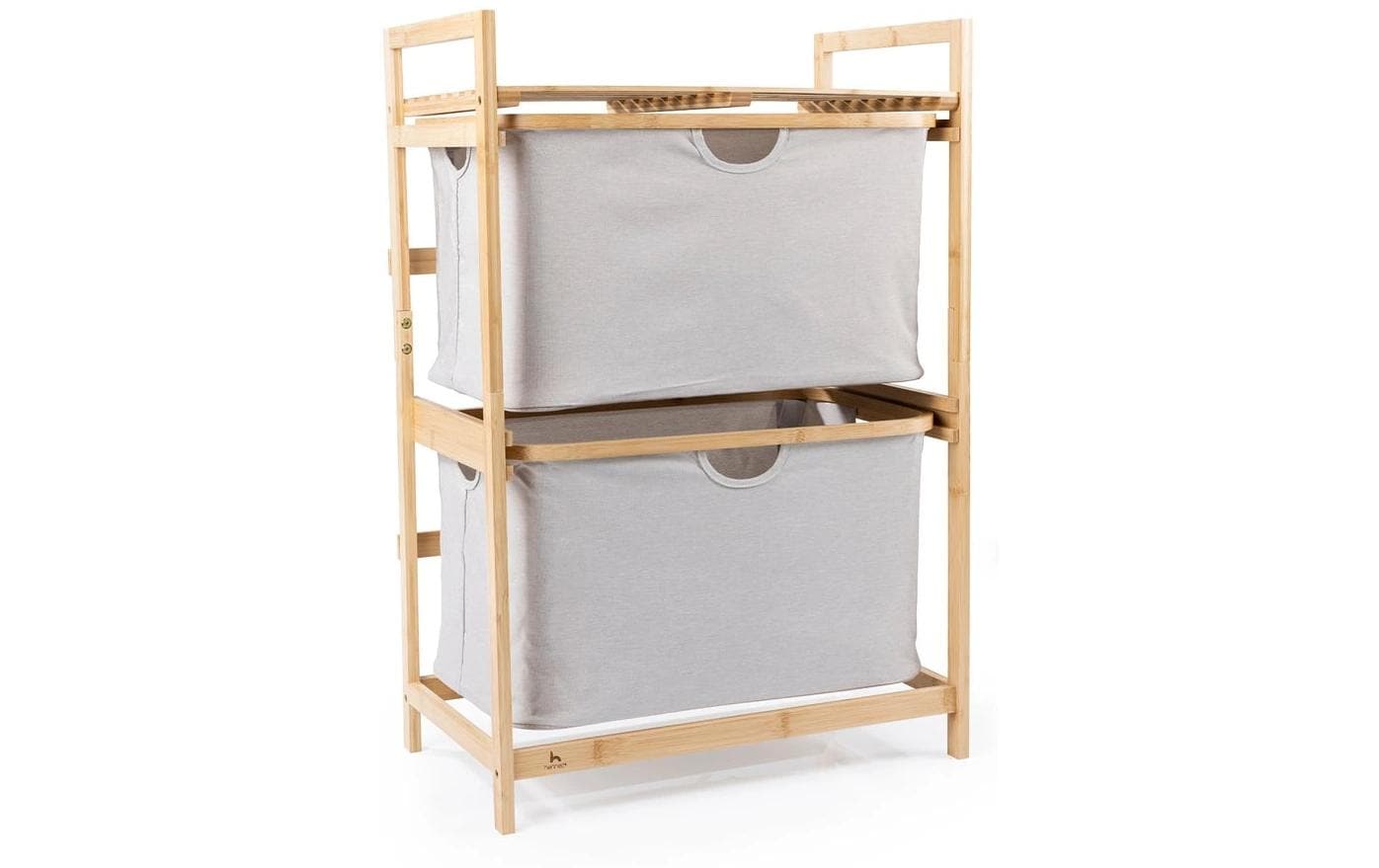 Hennez Regal – 2 Böden – 35 × 57,5 × 84,5 cm – 4 kg/Boden – braun/grau – Bambus/Polyester