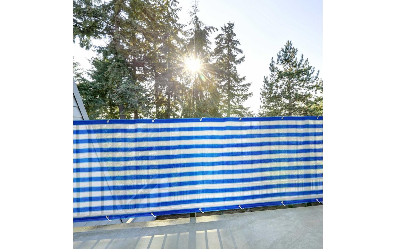Lumaland Balkonsichtschutz 5000 × 900 mm – Blau – mit Ösen, Befestigungsmaterial