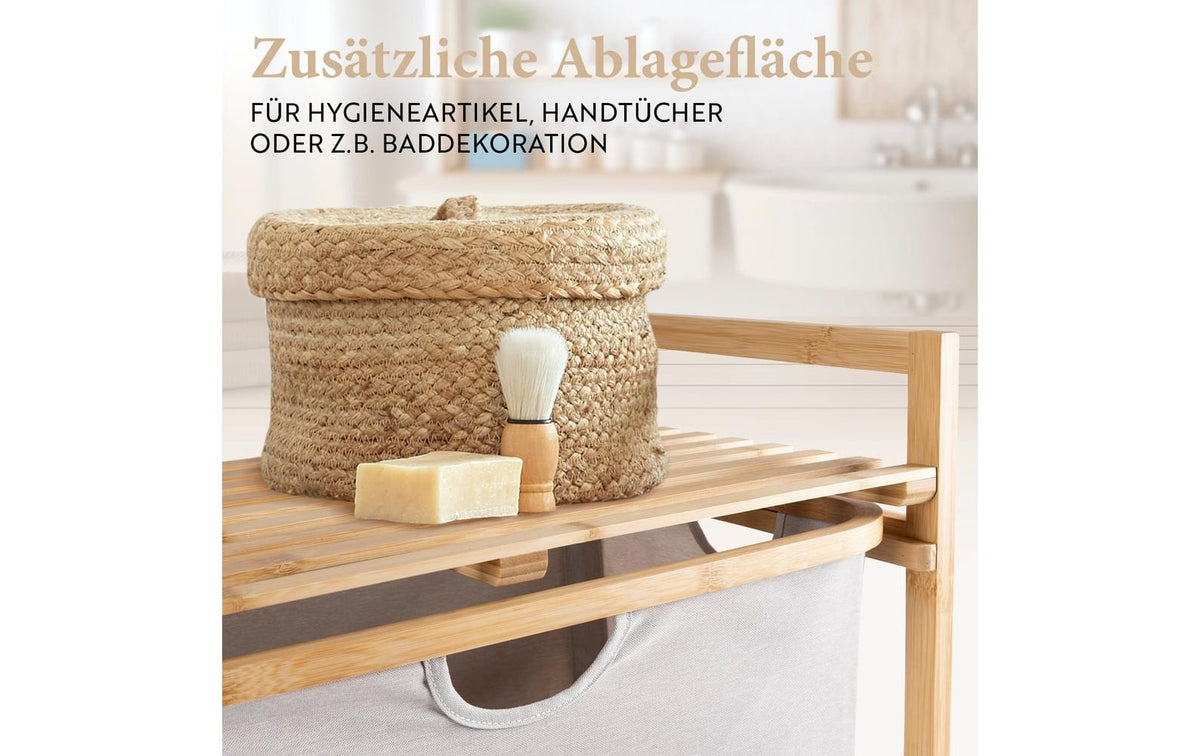 Hennez Regal – 2 Böden – 35 × 57,5 × 84,5 cm – 4 kg/Boden – braun/grau – Bambus/Polyester