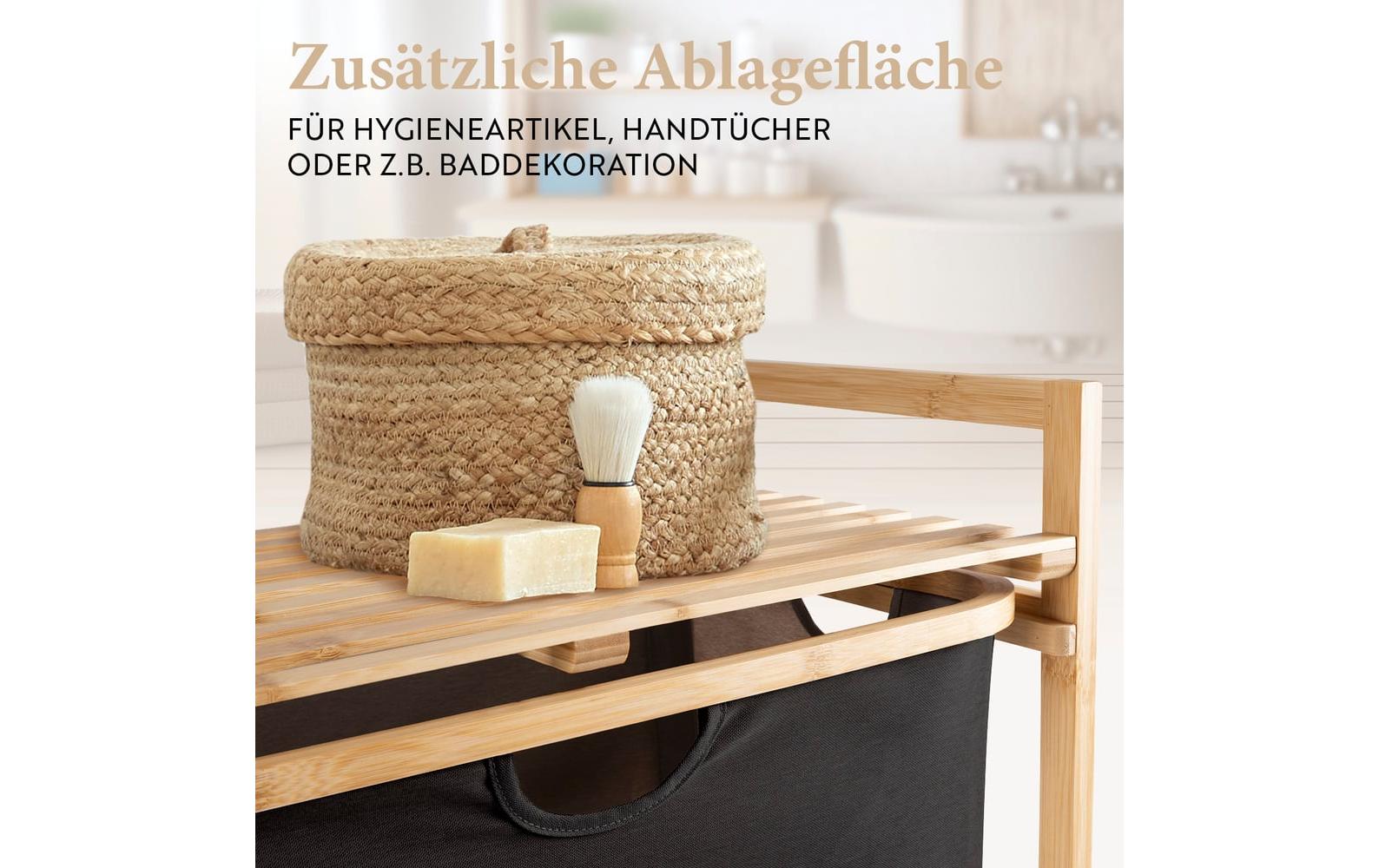 Hennez Regal mit 2 Tablare – Bambus/Polyester – Braun – 4 kg pro Tablar – 350 × 845 × 575 mm