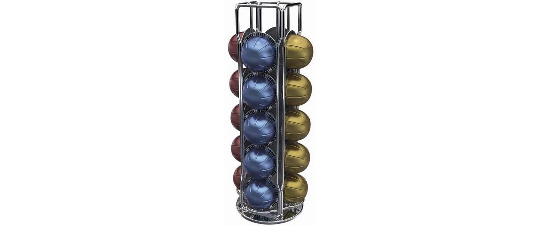 Koenig CAPstore – Kaffeekapselhalter 20 Kapseln, Edelstahl, Silber, für Nespresso, Nespresso Vertuo