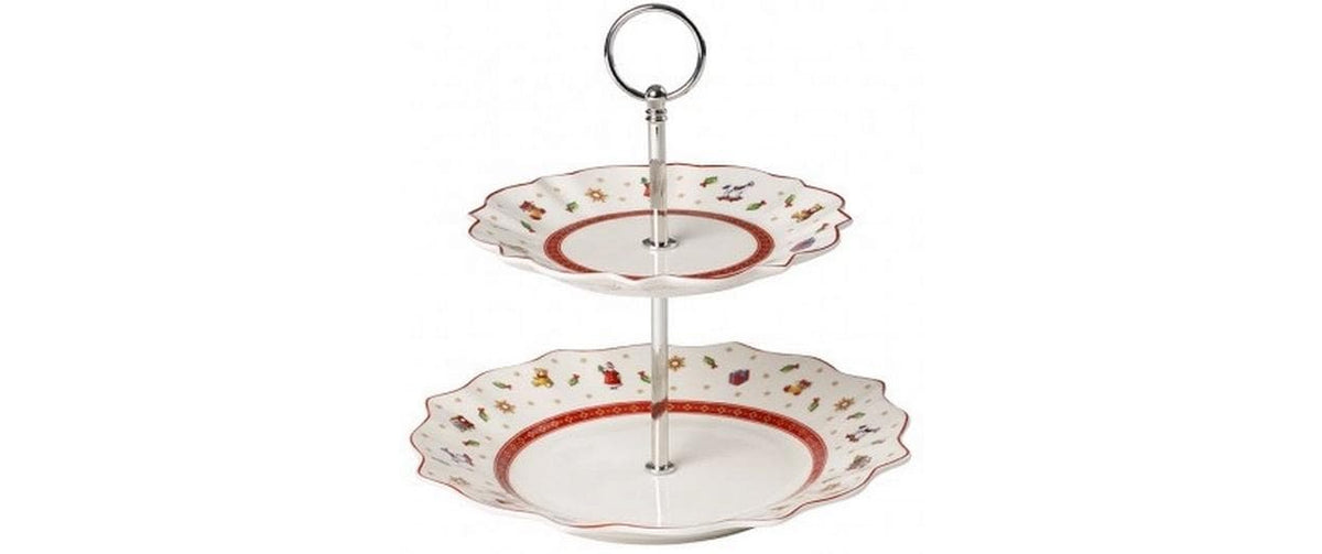 Villeroy & Boch Toys Delight Etagere – Ø 24,0 cm, H 24,0 cm, Porzellan/Metall, Rot/Weiss, mikrowellengeeignet