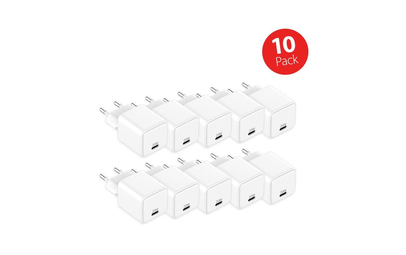 LMP 20 W USB-Ladegerät – USB-C×1 – PD, QC 3.0, GaN – Weiss – 10er Pack