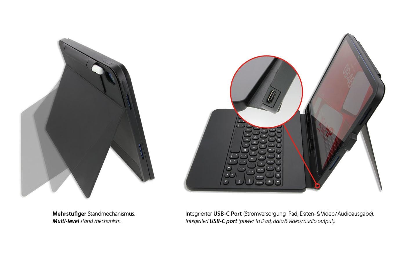 Lmp Tastatur-Case für Apple iPad 11" (11. Gen.) – Kabelgebunden (USB-C), QWERTZ (CH) – Schwarz