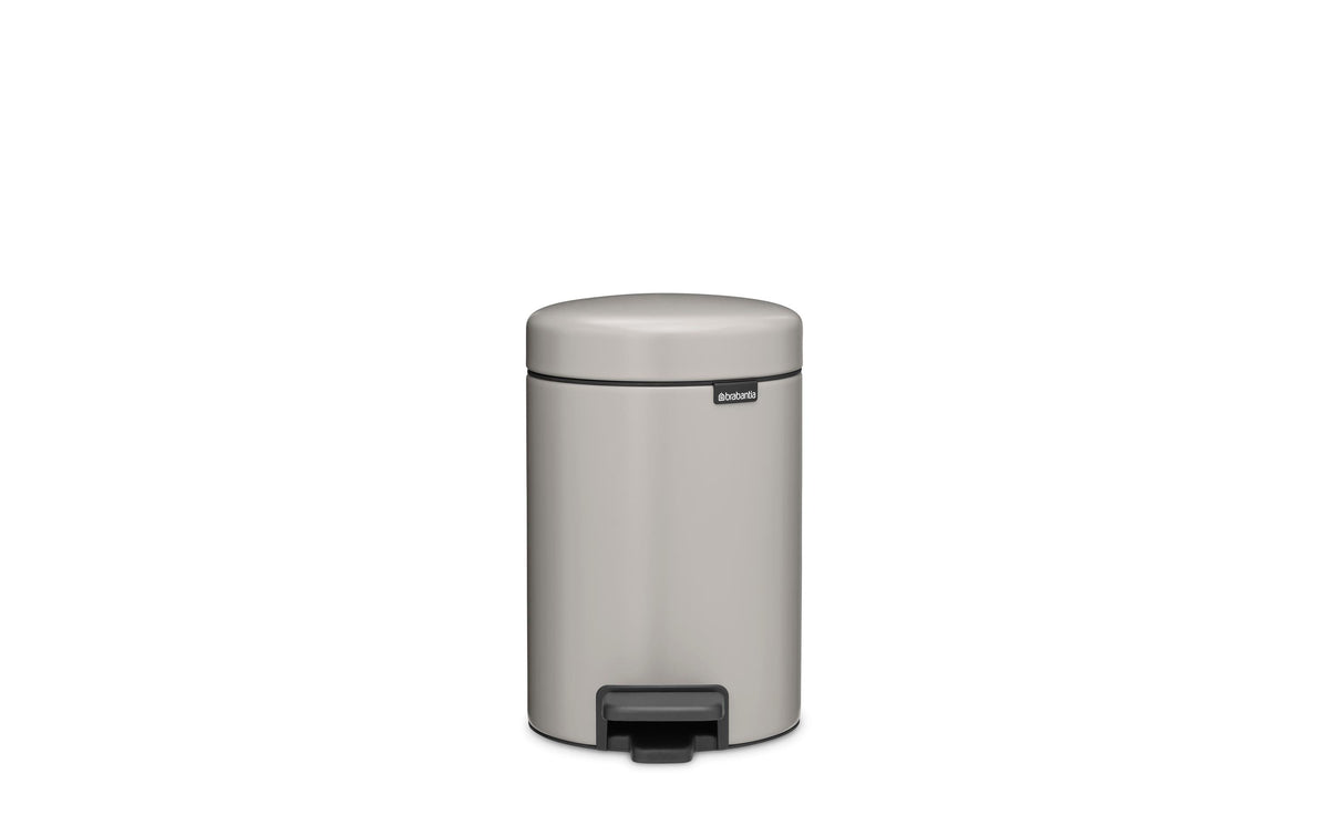 Brabantia NewIcon Treteimer – 3 l – Edelstahl, Rund – Hellgrau
