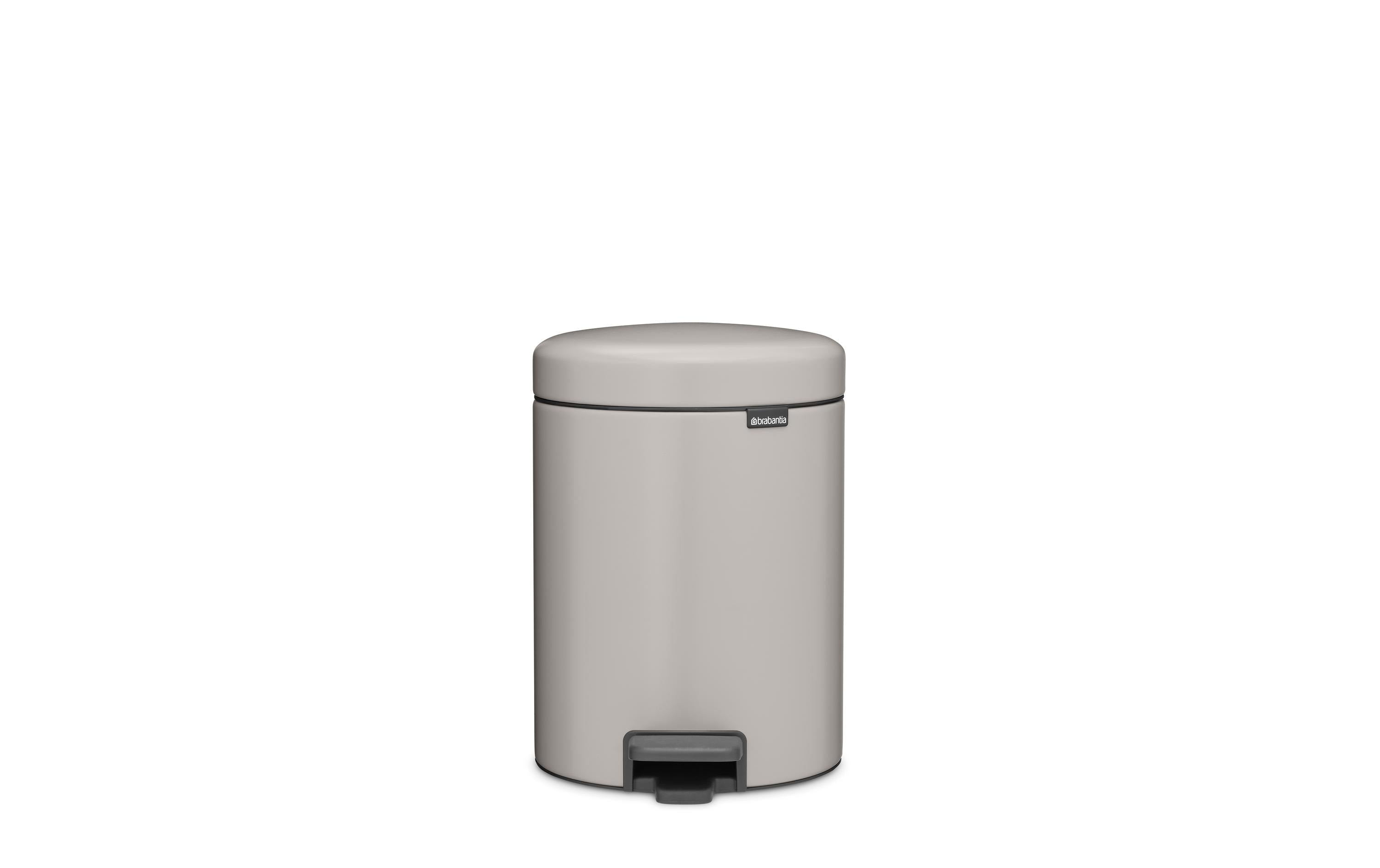 Brabantia NewIcon Treteimer – 5 l – Edelstahl, Rund – Hellgrau